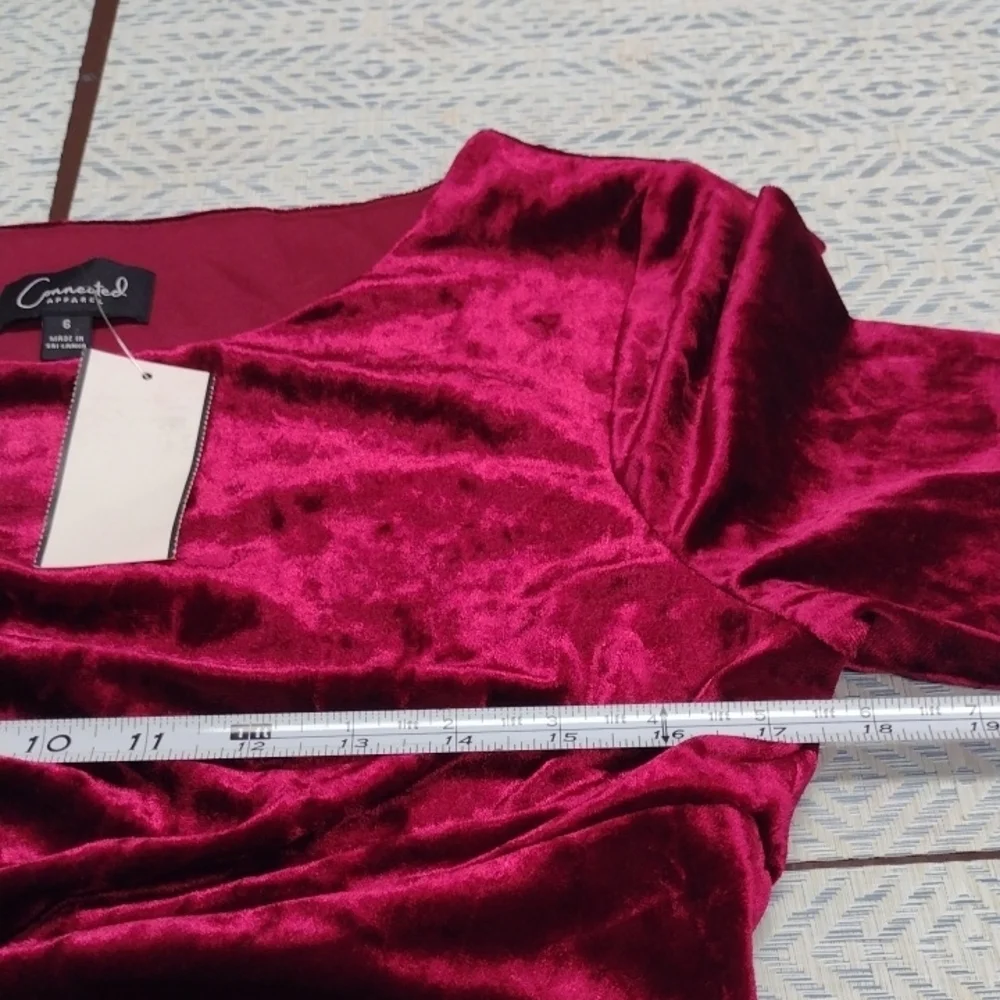 NEW Luxurious Velvet Long Sleeve Dress in Deep Red,Wedding Guest, Party Guest - Picture 8 of 12